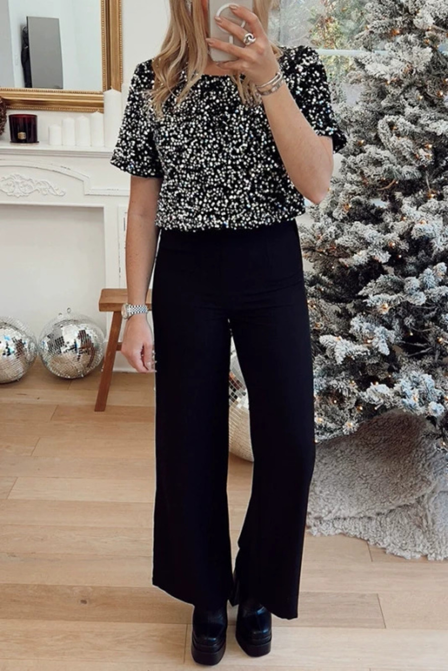 ZARA Sequin Pocket Backless Split Party Jumpsuit Women